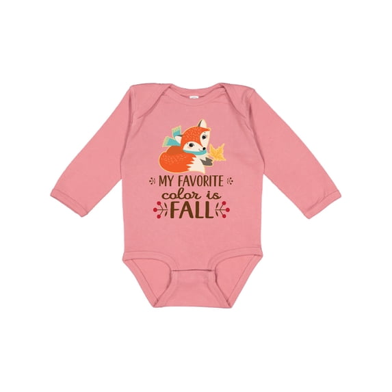 Inktastic October Favorite Color is Fall Girls Long Sleeve Baby Bodysuit