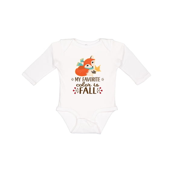 Inktastic October Favorite Color is Fall Girls Long Sleeve Baby Bodysuit