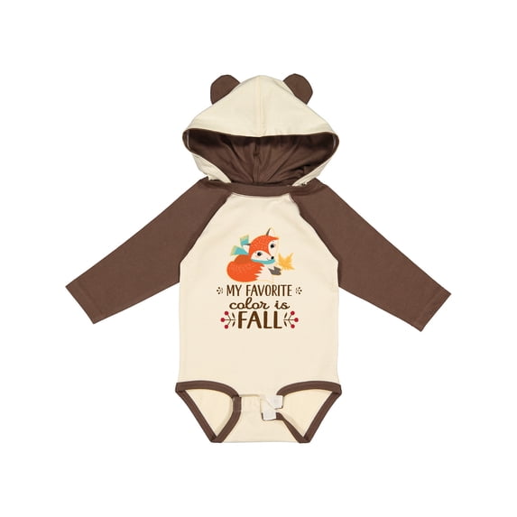 Inktastic October Favorite Color is Fall Girls Long Sleeve Baby Bodysuit