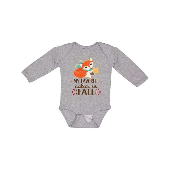 Inktastic October Favorite Color is Fall Girls Long Sleeve Baby Bodysuit