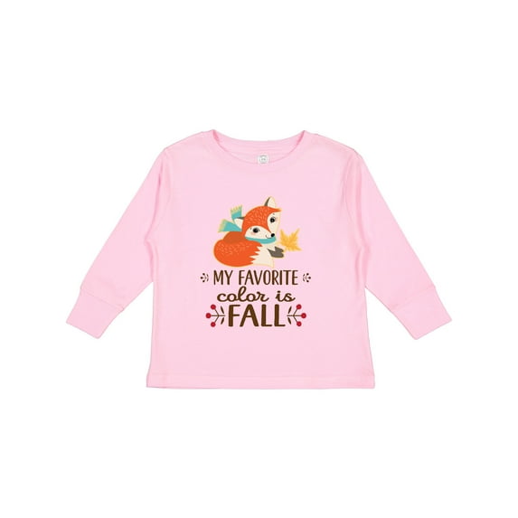 Inktastic October Favorite Color is Fall Girls Long Sleeve Toddler T-Shirt