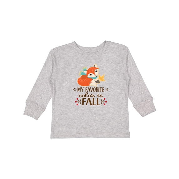 Inktastic October Favorite Color is Fall Girls Long Sleeve Toddler T-Shirt