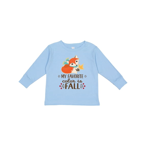 Inktastic October Favorite Color is Fall Girls Long Sleeve Toddler T-Shirt