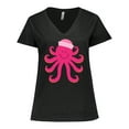 thumbnail image 1 of Inktastic Octopus Ocean Sea Creature Girls Women's Plus Size V-Neck T-Shirt, 1 of 5