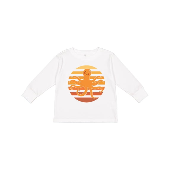 Inktastic Octopus Ocean Sunset Boys or Girls Long Sleeve Toddler T-Shirt