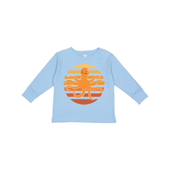 Inktastic Octopus Ocean Sunset Boys or Girls Long Sleeve Toddler T-Shirt