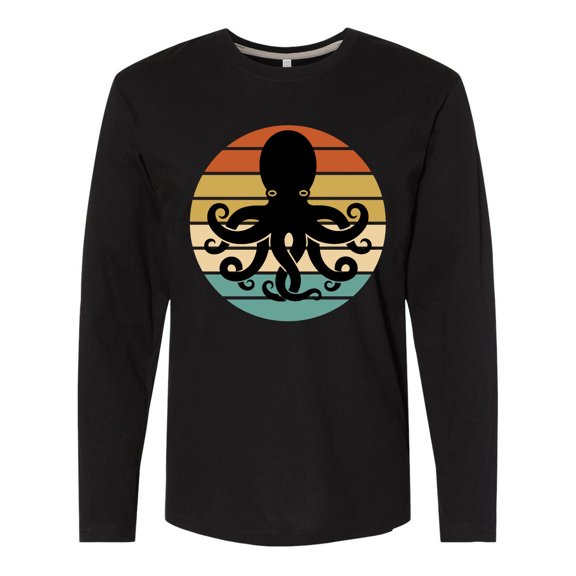 Inktastic Octopus Retro Vintage Sunset Long Sleeve T-Shirt
