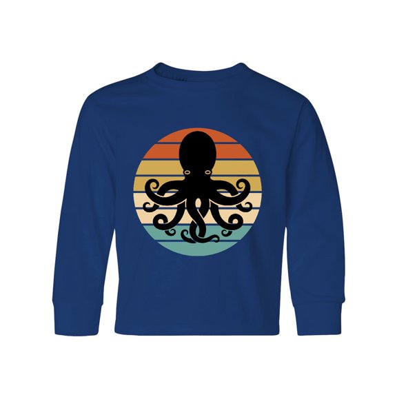 Inktastic Octopus Retro Vintage Sunset Long Sleeve Youth T-Shirt