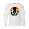 thumbnail image 1 of Inktastic Octopus Retro Vintage Sunset Long Sleeve Youth T-Shirt, 1 of 5