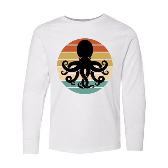 Inktastic Octopus Retro Vintage Sunset Long Sleeve Youth T-Shirt