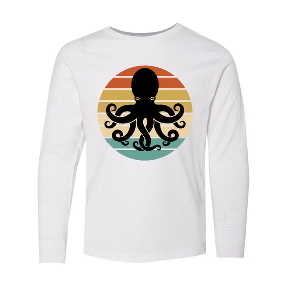 Inktastic Octopus Retro Vintage Sunset Long Sleeve Youth T-Shirt