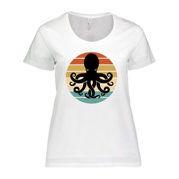 Inktastic Octopus Retro Vintage Sunset Women's Plus Size T-Shirt