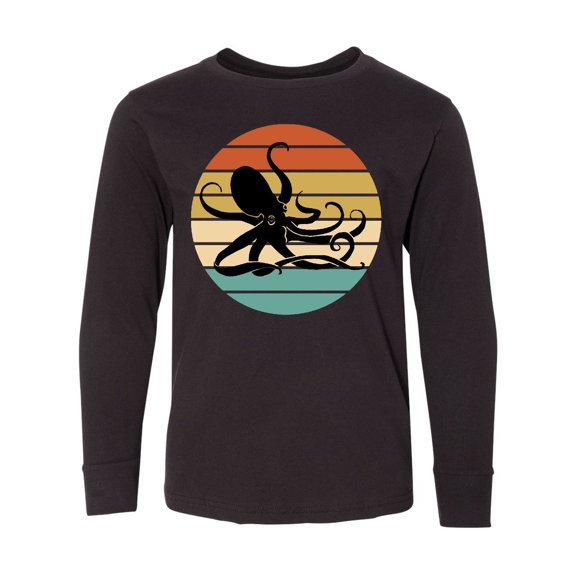 Inktastic Octopus Vintage Sunset Long Sleeve Youth T-Shirt