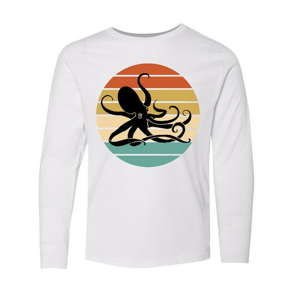 Inktastic Octopus Vintage Sunset Long Sleeve Youth T-Shirt