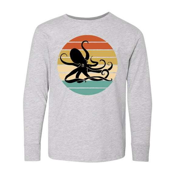 Inktastic Octopus Vintage Sunset Long Sleeve Youth T-Shirt