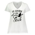 thumbnail image 1 of Inktastic Of Course I Can Drive a Stick with Witch Women's Plus Size V-Neck T-Shirt, 1 of 5