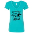 thumbnail image 1 of Inktastic Of Course I Can Drive a Stick with Witch Women's V-Neck T-Shirt, 1 of 5