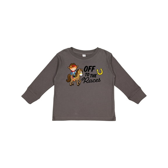 Inktastic Off To The Races with Cowboy on Horse Boys Long Sleeve Toddler T-Shirt