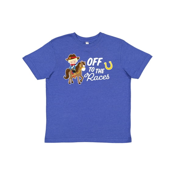 Inktastic Off To The Races with Cowboy on Horse Youth T-Shirt