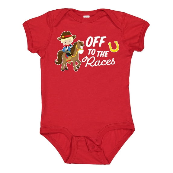Inktastic Off to the Races with Cowboy on Horse Boys Baby Bodysuit