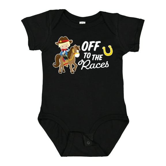 Inktastic Off to the Races with Cowboy on Horse Boys Baby Bodysuit
