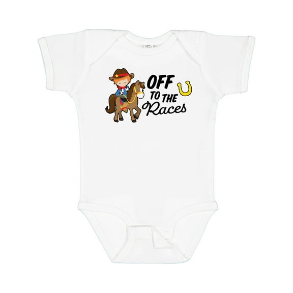 Inktastic Off to the Races with Cowboy on Horse Boys Baby Bodysuit