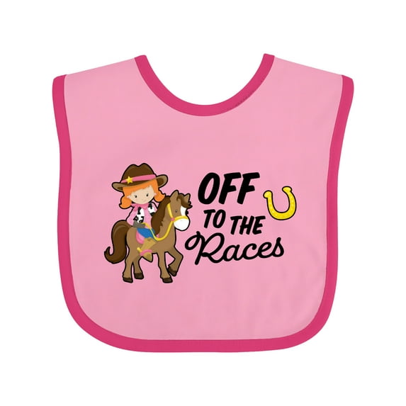 Inktastic Off to the Races with Cowgirl on Horse Girls Baby Bib