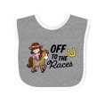 thumbnail image 1 of Inktastic Off to the Races with Cowgirl on Horse Girls Baby Bib, 1 of 4