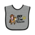 thumbnail image 1 of Inktastic Off to the Races with Cowgirl on Horse Girls Baby Bib, 1 of 4