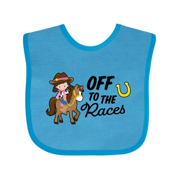 Inktastic Off to the Races with Cowgirl on Horse Girls Baby Bib