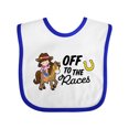 thumbnail image 1 of Inktastic Off to the Races with Cowgirl on Horse Girls Baby Bib, 1 of 4