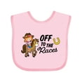 thumbnail image 1 of Inktastic Off to the Races with Cowgirl on Horse Girls Baby Bib, 1 of 4