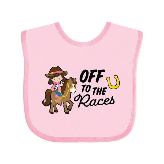 Inktastic Off to the Races with Cowgirl on Horse Girls Baby Bib