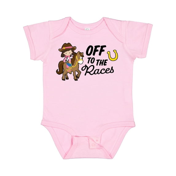 Inktastic Off to the Races with Cowgirl on Horse Girls Baby Bodysuit