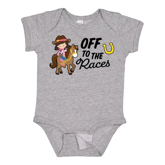 Inktastic Off to the Races with Cowgirl on Horse Girls Baby Bodysuit