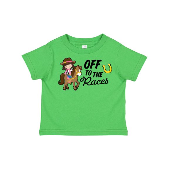 Inktastic Off to the Races with Cowgirl on Horse Girls Toddler T-Shirt
