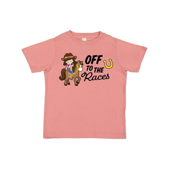 Inktastic Off to the Races with Cowgirl on Horse Girls Toddler T-Shirt