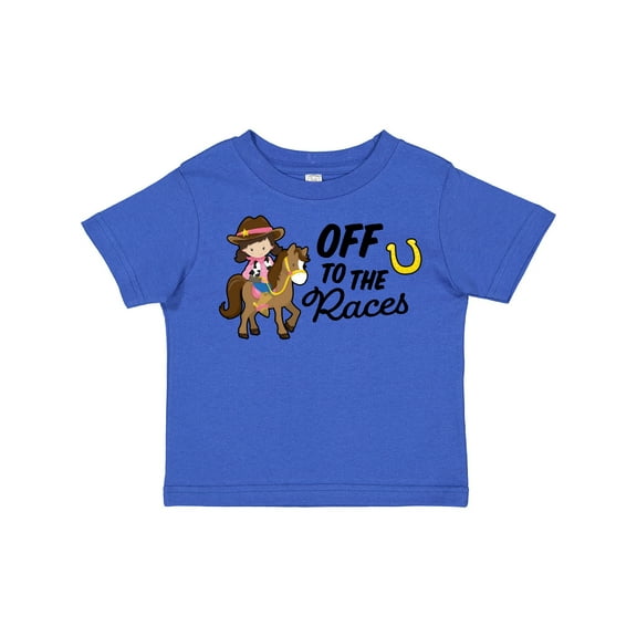 Inktastic Off to the Races with Cowgirl on Horse Girls Toddler T-Shirt