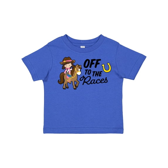 Inktastic Off to the Races with Cowgirl on Horse Girls Toddler T-Shirt