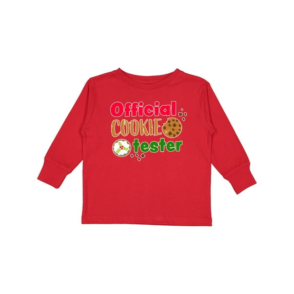 Inktastic Official Cookie Tester Christmas Cookies Boys or Girls Long Sleeve Toddler T-Shirt