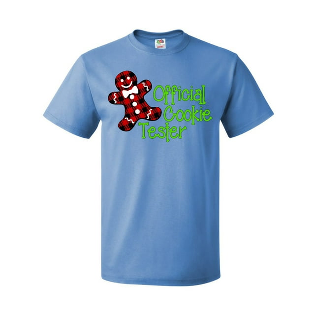 Inktastic Official Cookie Tester Red Plaid Gingerbread Man with Bow Ti T-Shirt