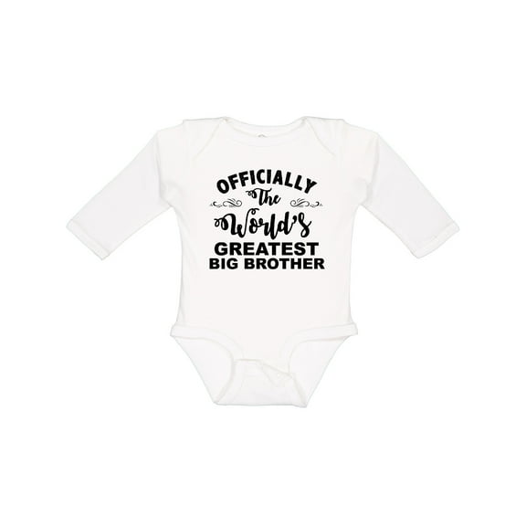 Inktastic Officially The World's Greatest Big Brother Boys Long Sleeve Baby Bodysuit