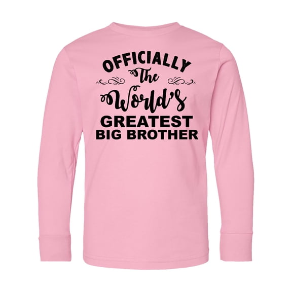Inktastic Officially the World's Greatest Big Brother Long Sleeve Youth T-Shirt