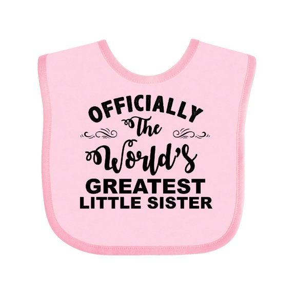 Inktastic Officially the World's Greatest Little Sister Girls Baby Bib