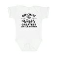 thumbnail image 1 of Inktastic Officially the World's Greatest Little Sister Girls Baby Bodysuit, 1 of 5