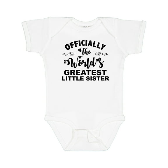 Inktastic Officially the World's Greatest Little Sister Girls Baby Bodysuit