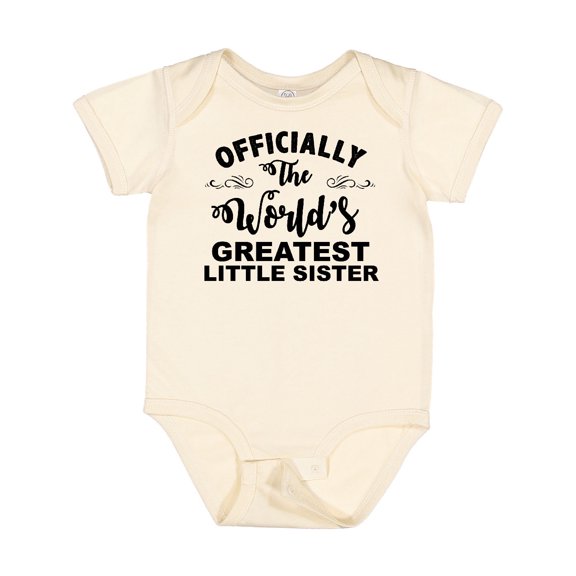 Inktastic Officially the World's Greatest Little Sister Girls Baby Bodysuit