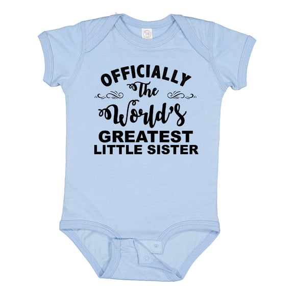 Inktastic Officially the World's Greatest Little Sister Girls Baby Bodysuit