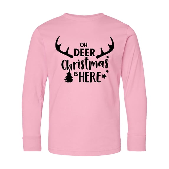 Inktastic Oh Deer, Christmas is Here Long Sleeve Youth T-Shirt