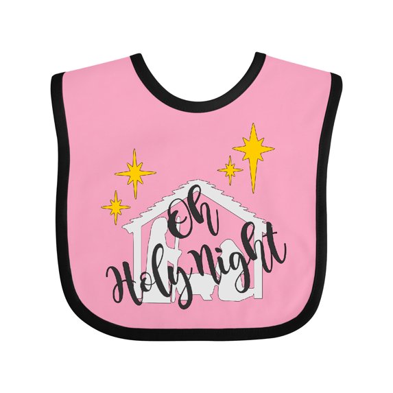 Inktastic Oh Holy Night Christmas Nativity with Yellow Stars Boys or Girls Baby Bib